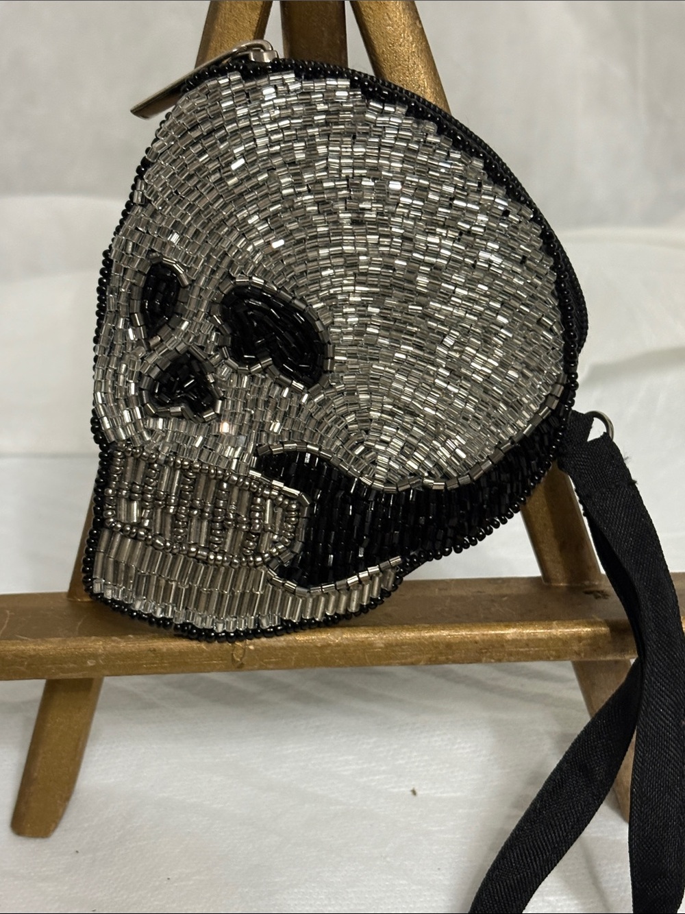 Beaded Skull Wristlet
